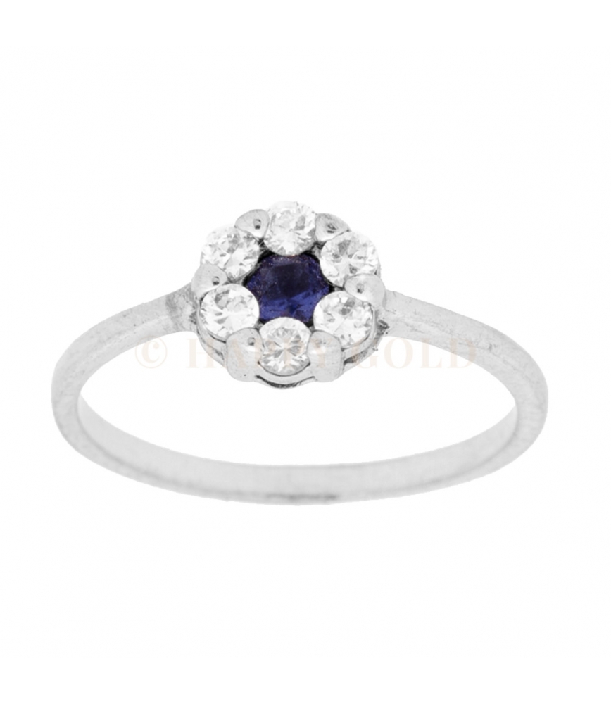 Anello fantasia fiore in Argento e Zirconi
