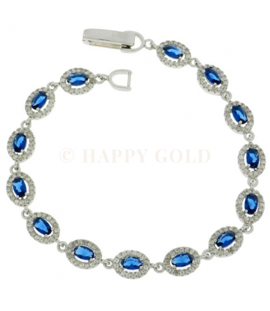 Bracciale linea "Regina" in Argento 925 e Zirconi Blu e Bianchi
