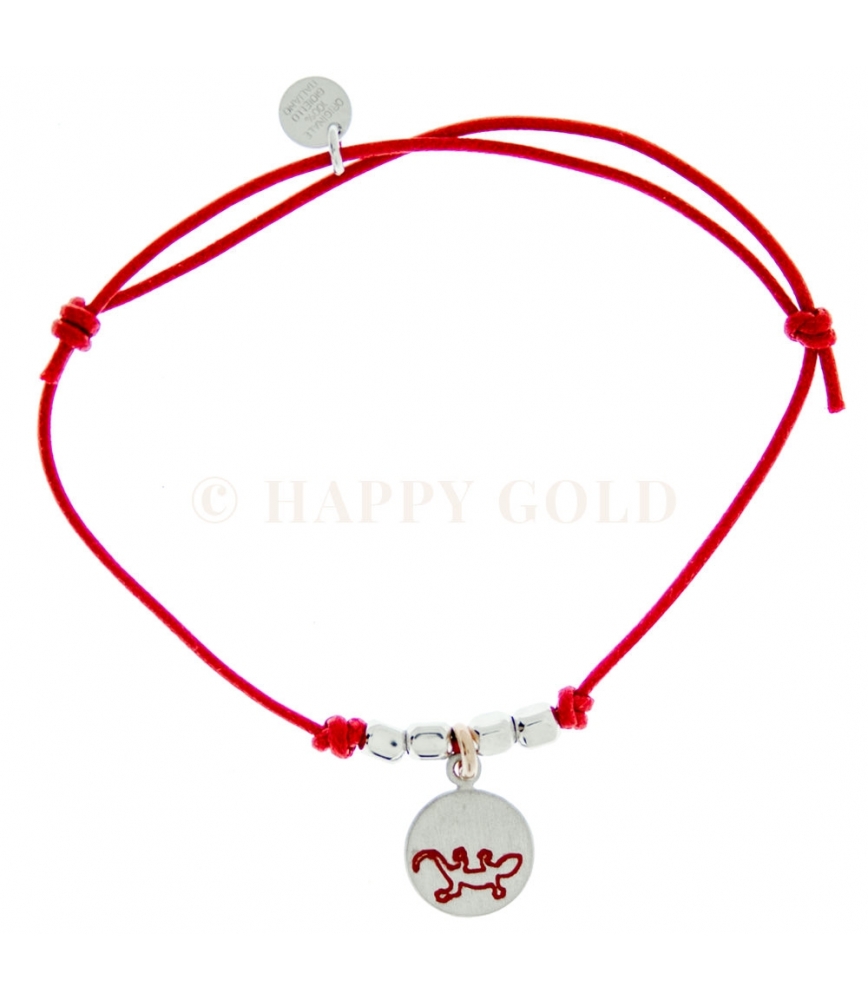 Bracciale portafortuna in Argento con ciondolo con Geco