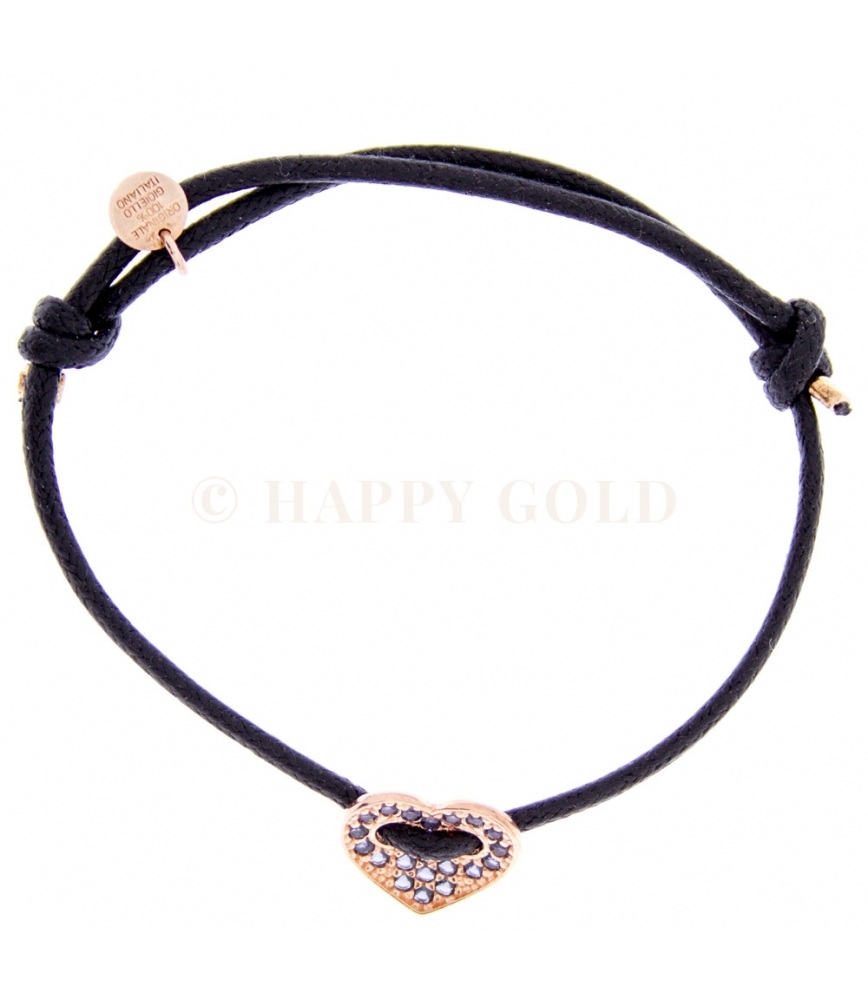 Bracciale  in Argento con Cuore con zirconi neri