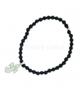 Bracciale Onice con Angelo in Argento e Zirconi