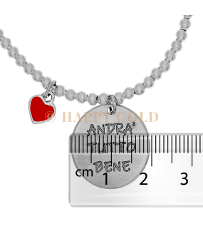 Bracciale palline con ciondolo "Andrà tutto bene" e cuore