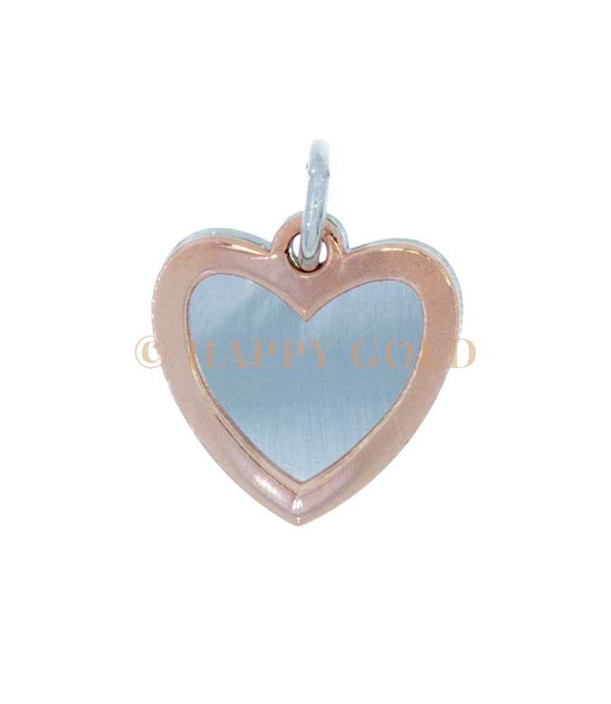 Ciondolo Cuore in argento doppio elemento Bianco e Rosa