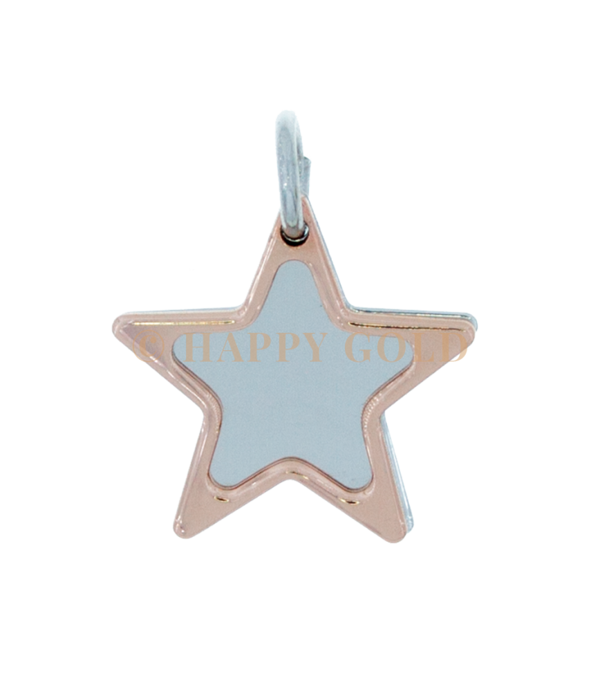 Ciondolo Stella in argento doppio elemento Bianco e Rosa