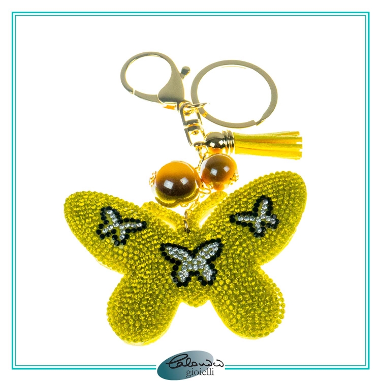 Portachiavi Farfalla Gialla con Strass
