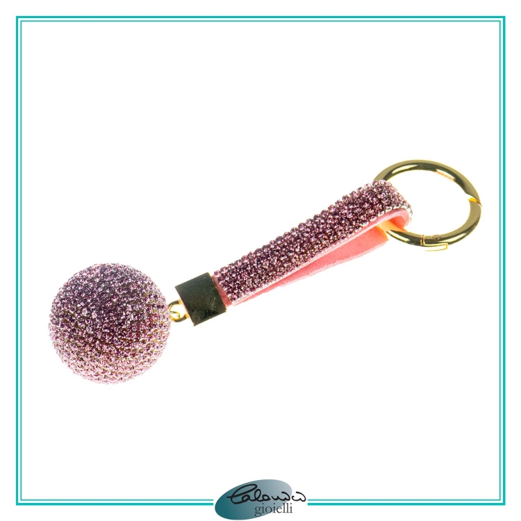 Portachiavi Sfera Rosa con Strass
