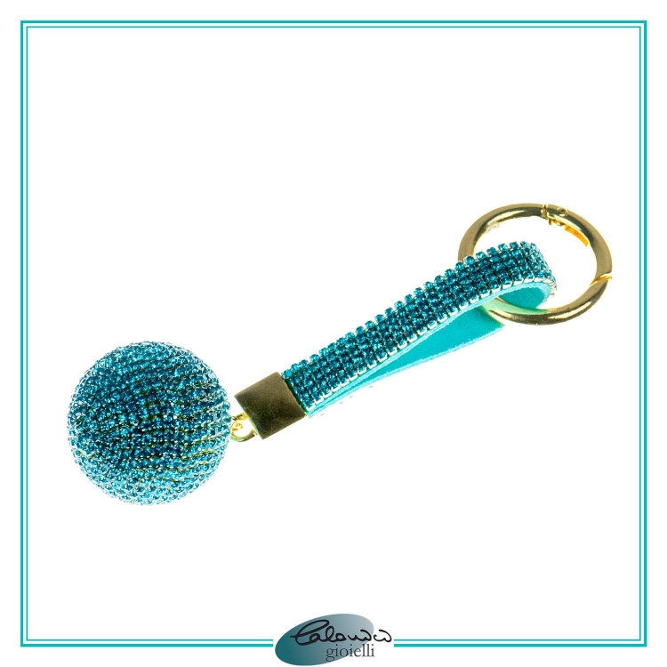 Portachiavi Sfera Azzurra con Strass
