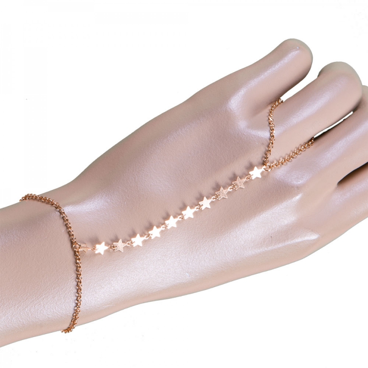 Bracciale Baciamano in Argento Giallo con Stelline