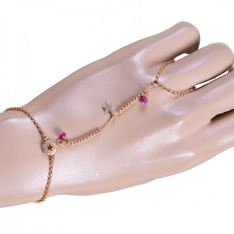 Bracciale Bracciale Baciamano in Argento Dorato con stelline, palline e pietre