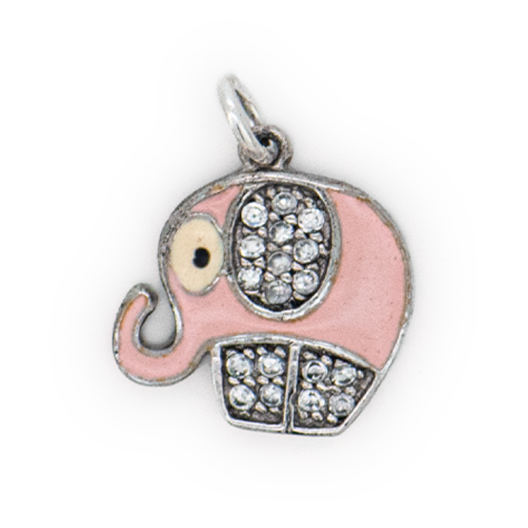 Ciondolo Elefante in Argento 925 con Smalti Colorati e Zirconi
