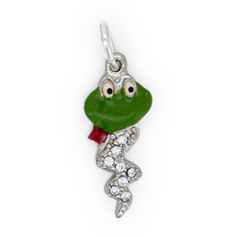 Ciondolo Serpente in Argento 925 con Smalti Colorati e Zirconi