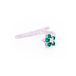 Anello Contrarié a Fiore in Argento 925 e Zirconi Colorati e Bianchi