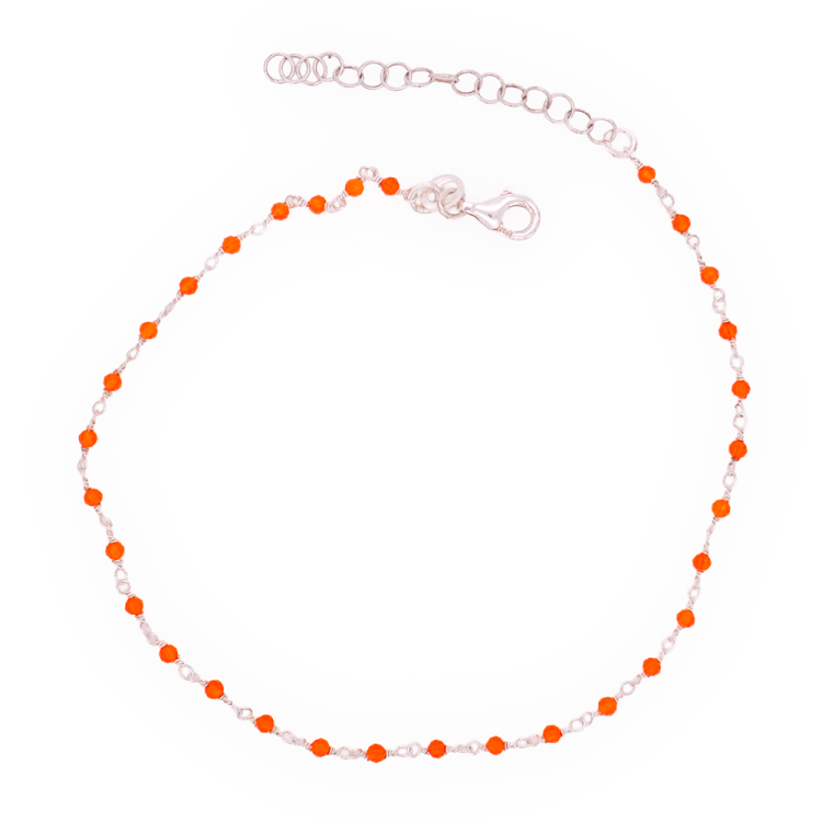 Cavigliera Rosario in Argento 925 con Cristalli Arancioni – Made in Italy