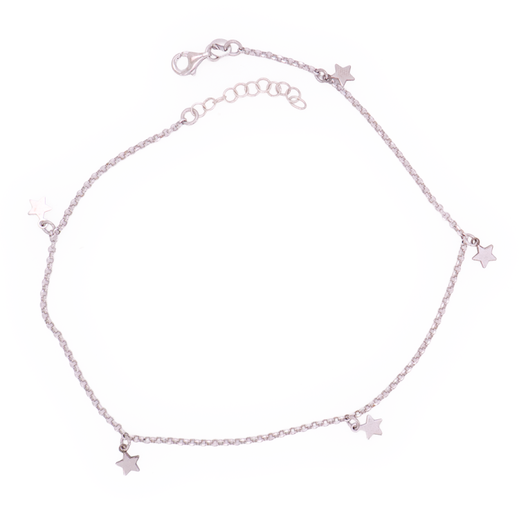 Cavigliera Artigianale in Argento 925 con Stelline Pendenti – Made in Italy
